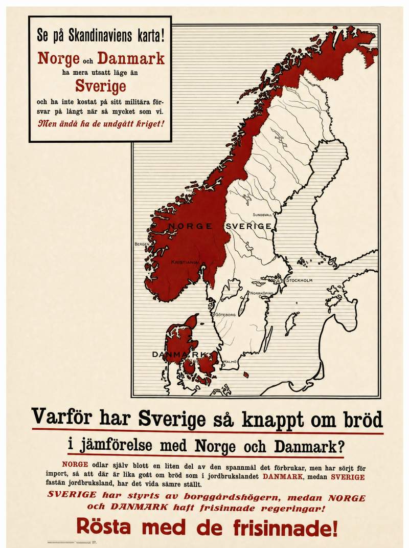 Valaffisch för Liberala samlingspartiet, 1917. ”Rösta med de frisinnade!”.