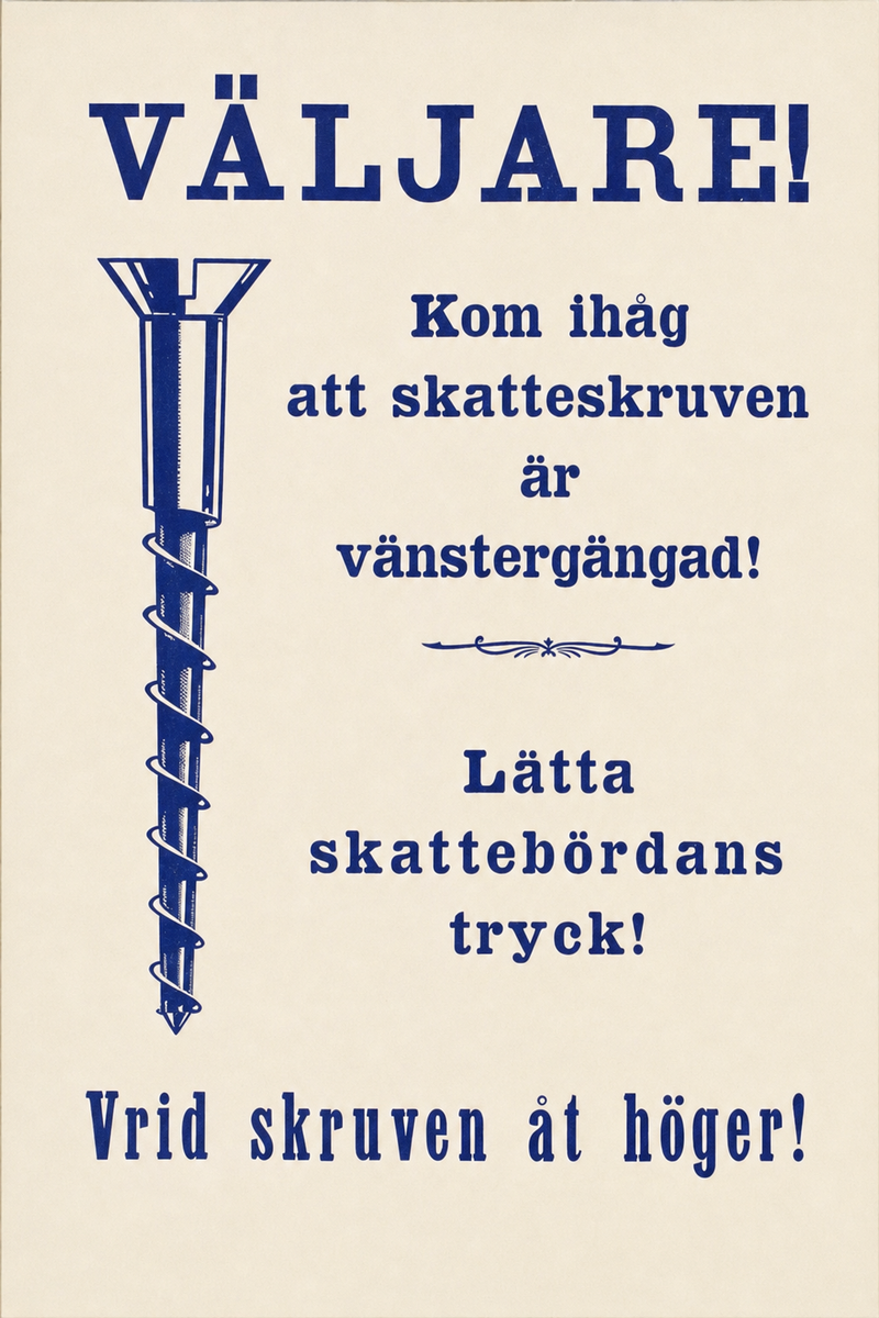 Valaffisch för Allmänna valmansförbundet, 1921.