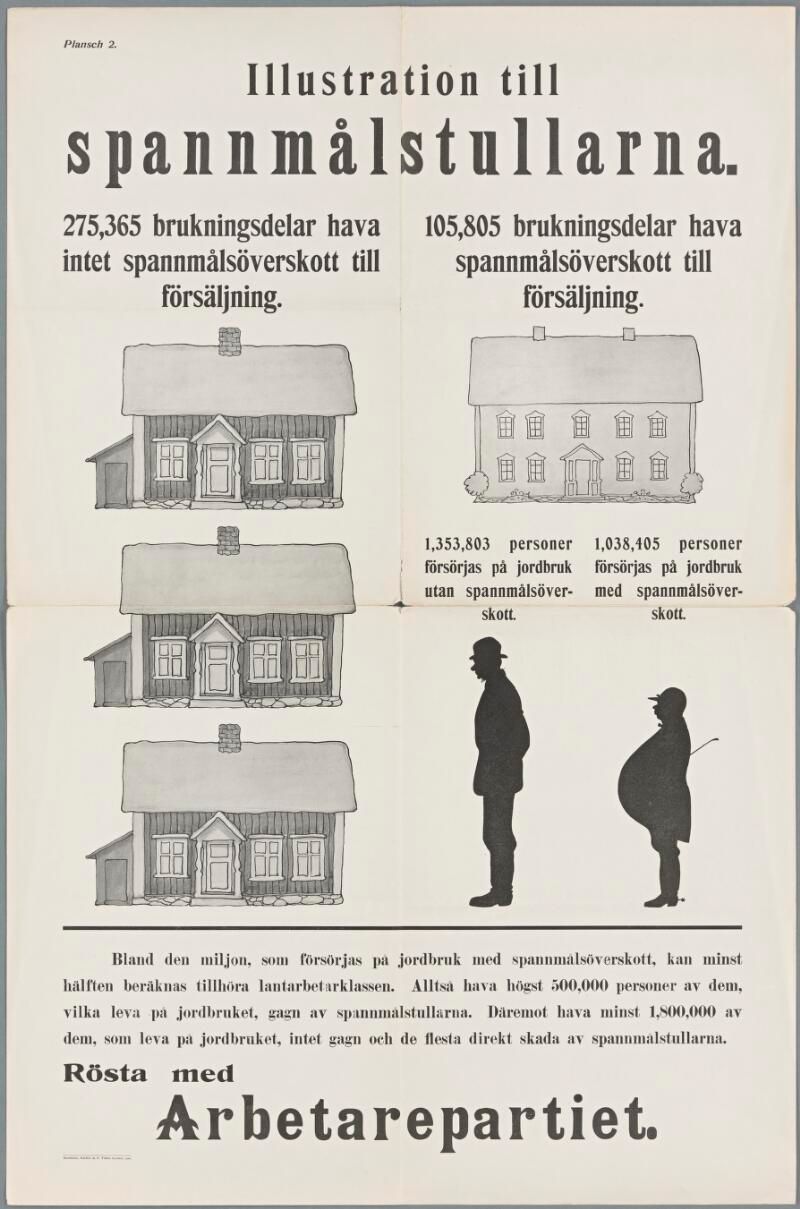 Valaffisch för socialdemokraterna, 1921. ”Rösta med Arbetarepartiet.”.