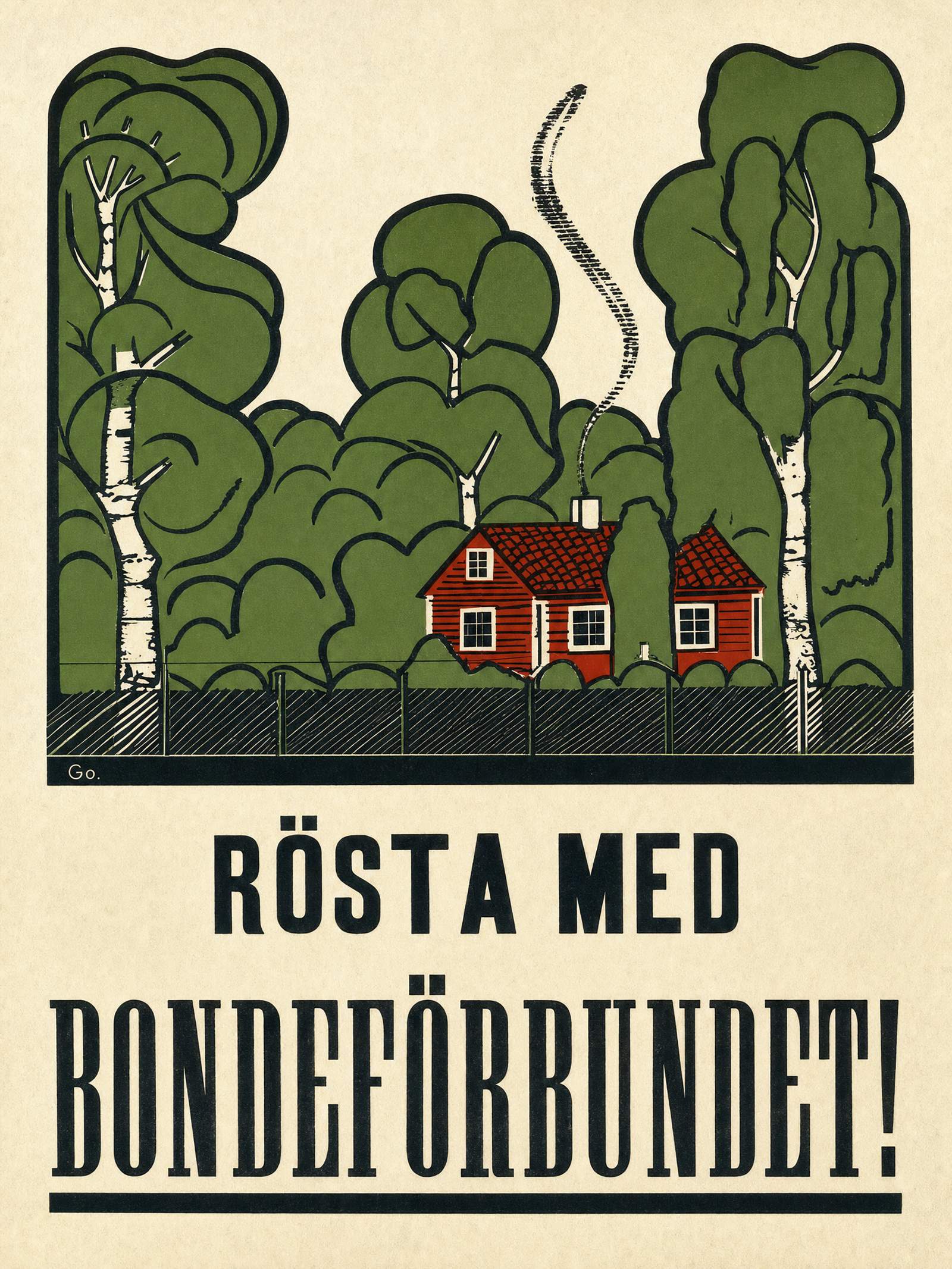 Valaffisch för Bondeförbundet, 1924.