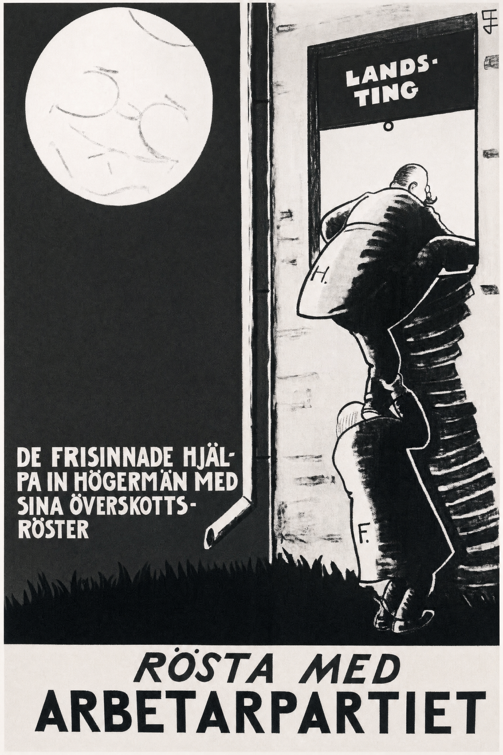 Valaffisch för Socialdemokraterna, 1924. ”Rösta med Arbetarpartiet”. Av okänd.