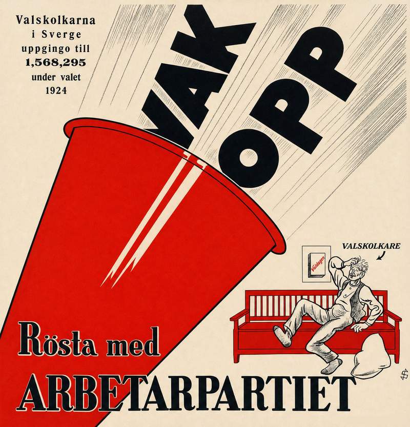 Valaffisch för Socialdemokraterna, 1924.