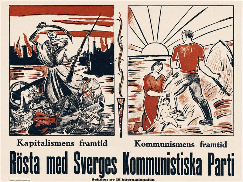 Valaffisch för SKP, 1924. ”Rösta med Sverges Kommunistiska Parti”.
