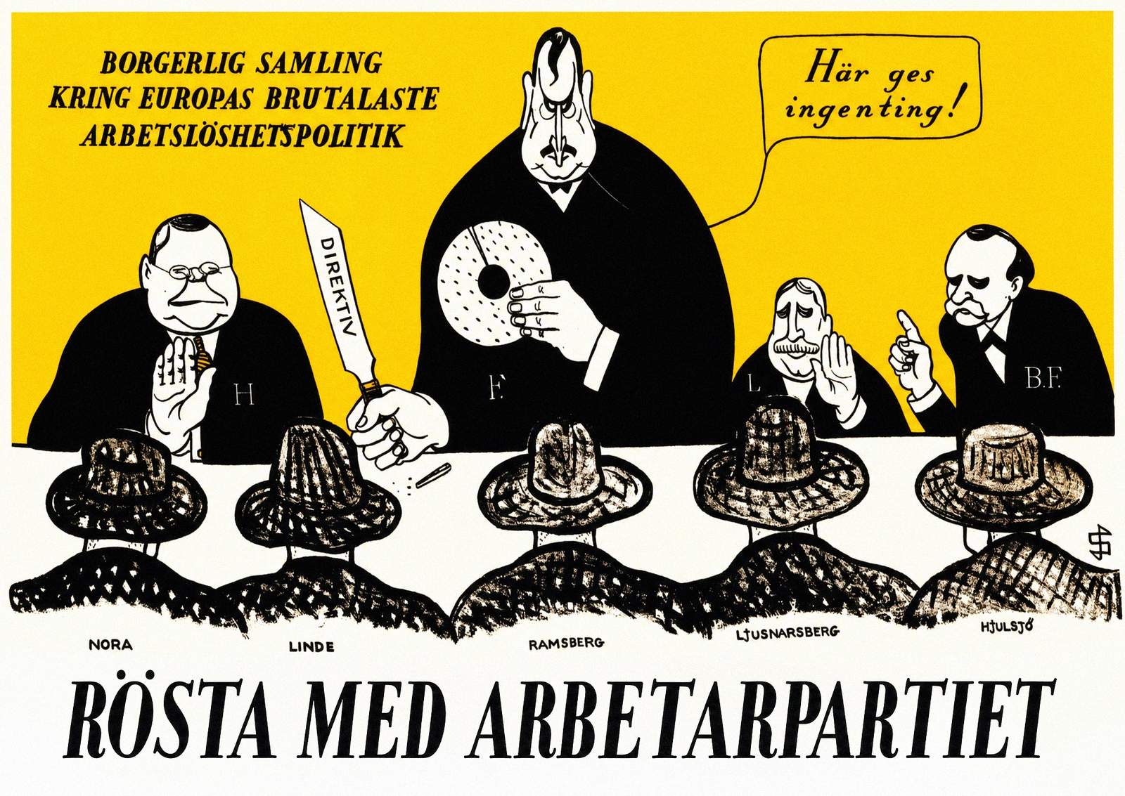 Valaffisch för Socialdemokraterna, 1928. ”RÖSTA MED ARBETARPARTIET”.