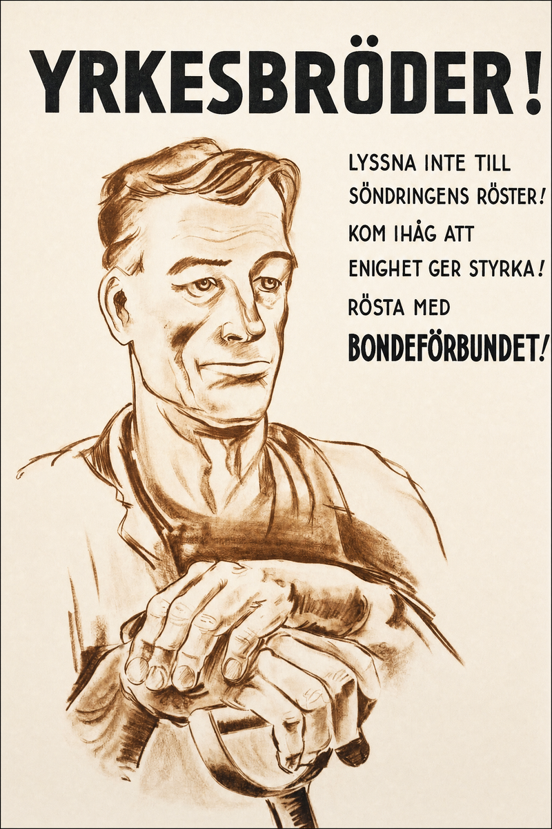 Valaffisch för Bondeförbundet, 1936.