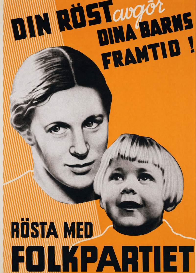 Valaffisch för Folkpartiet, 1936. Av Anders Beckman.
