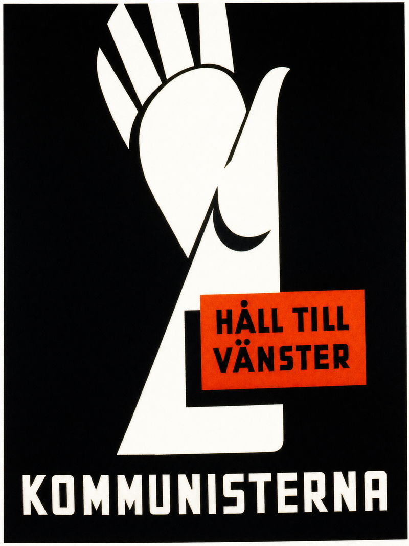 Valaffisch för SKP, 1956. ”Håll till vänster”.