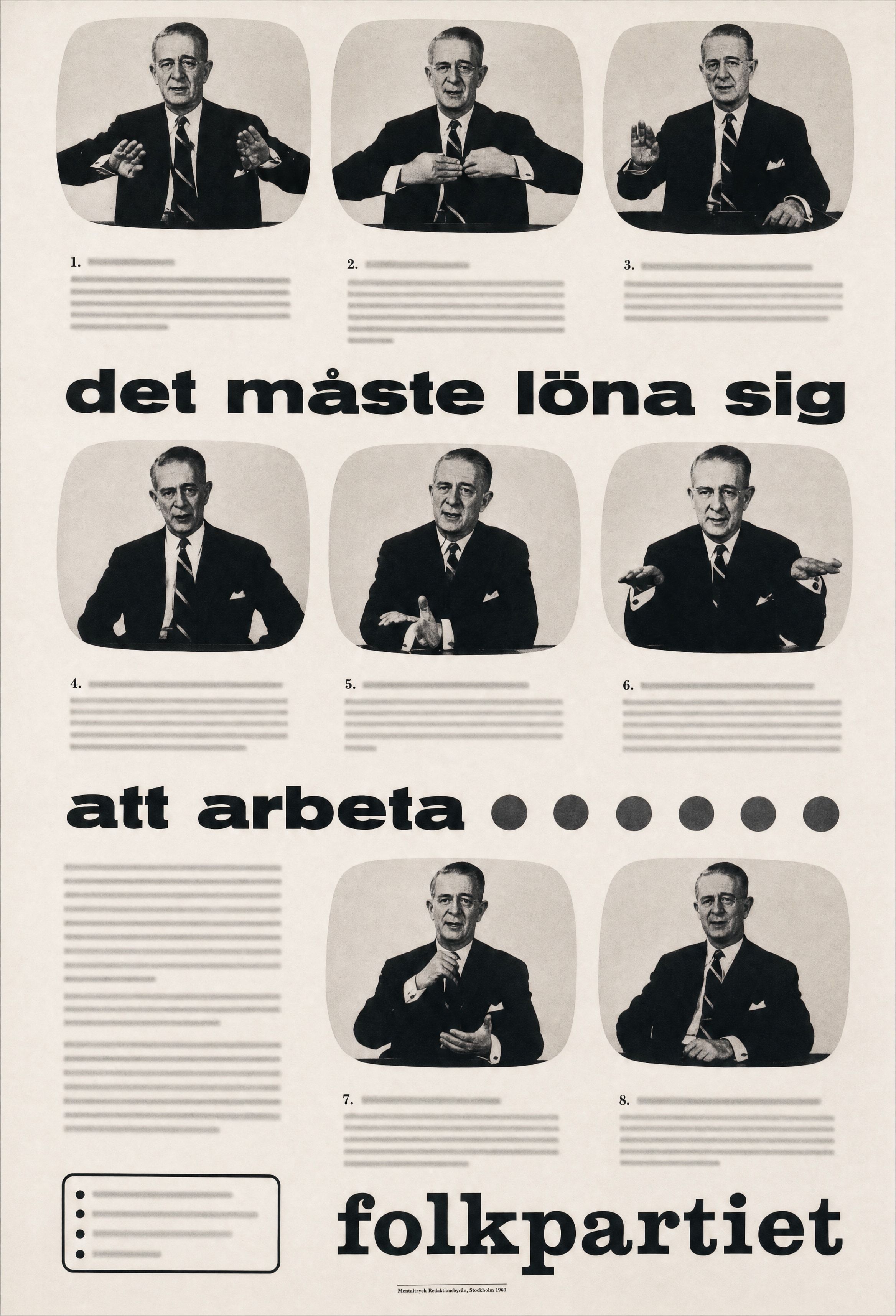 Valaffisch för Folkpartiet, 1960.