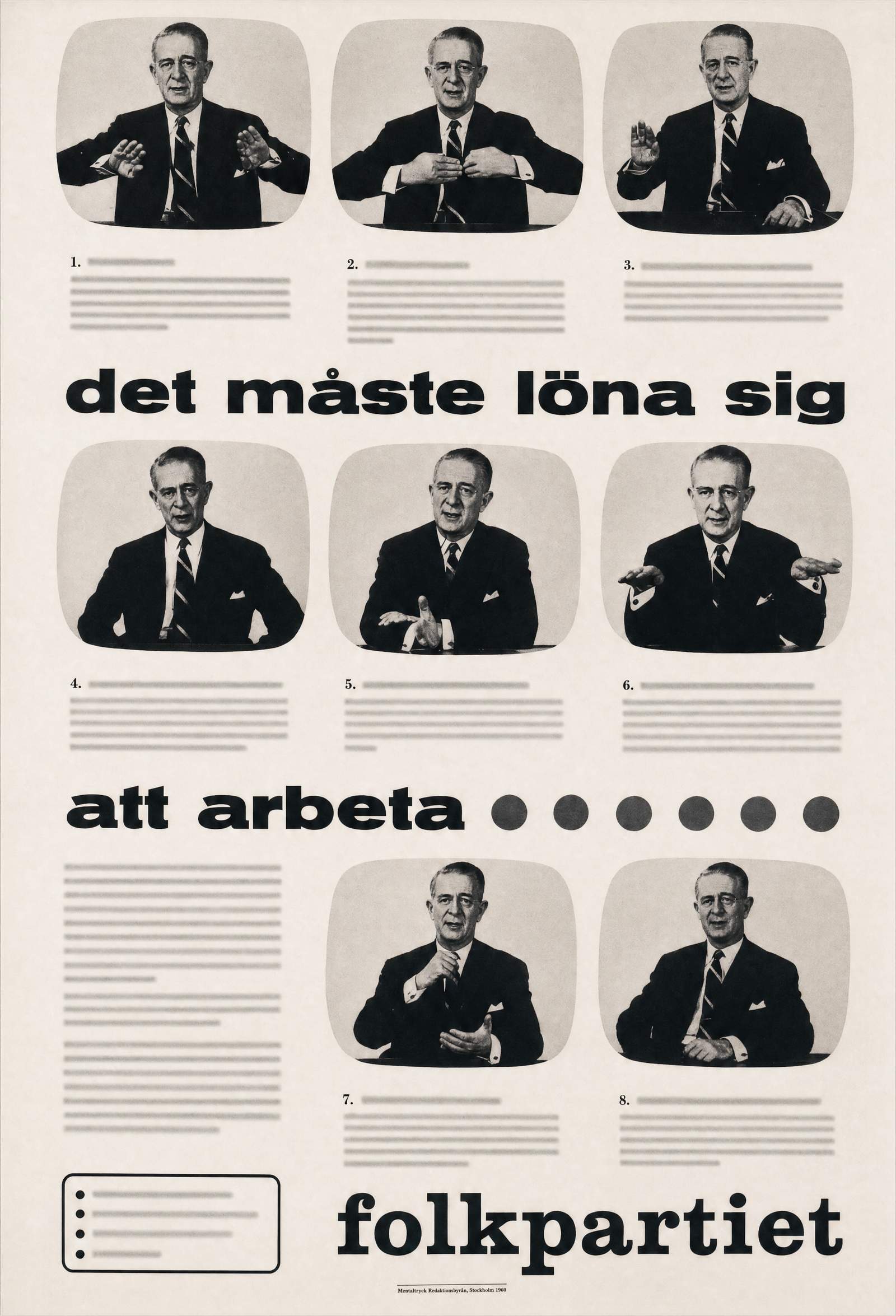 Valaffisch för Folkpartiet, 1960.