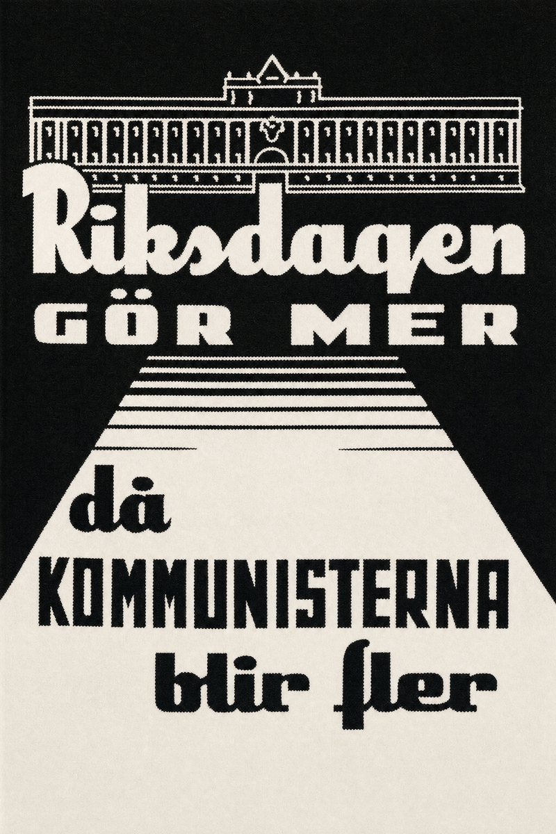 Valaffisch för SKP, 1960. ”Riksdagen gör mer då kommunisterna blir fler”.