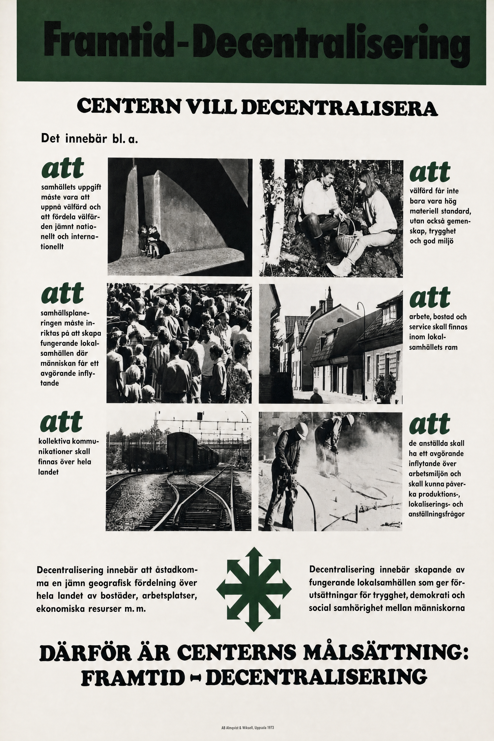 Valaffisch för Centerpartiet, 1973.