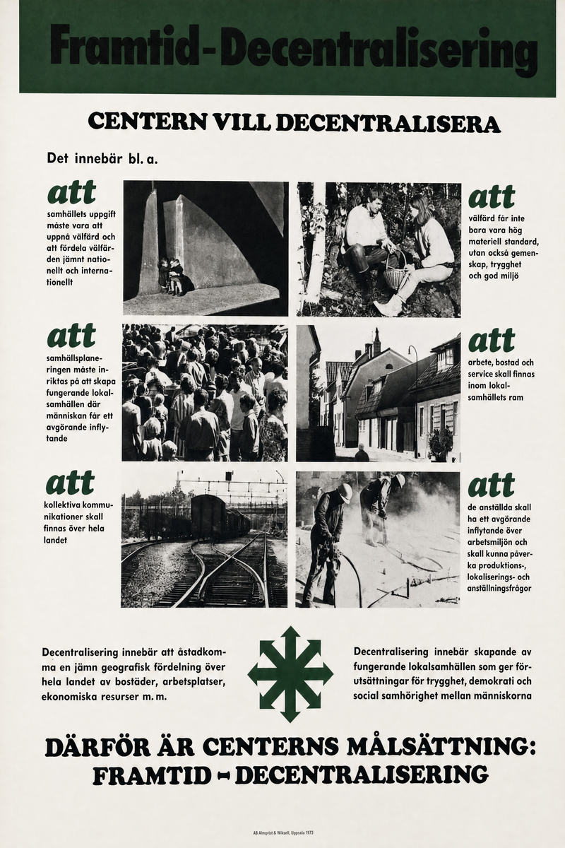 Valaffisch för Centerpartiet, 1973.