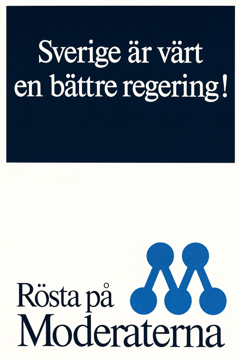Valaffisch för Moderaterna, 1976. ”Sverige är värt en bättre regering!”.