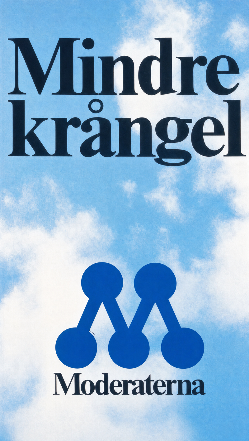 Valaffisch för Moderaterna, 1979. ”Mindre krångel”.