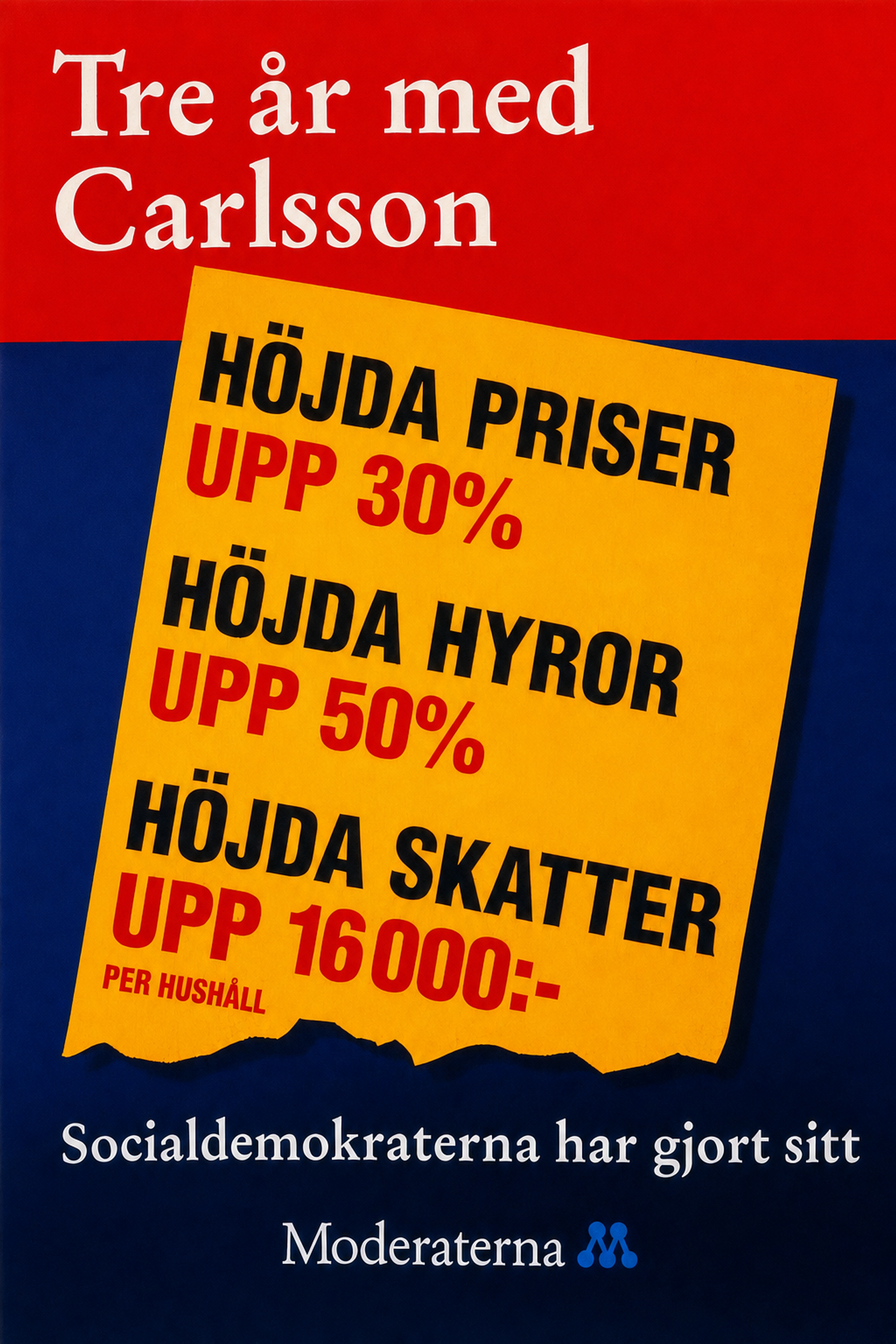 Valaffisch för Moderaterna, 1991. ”Socialdemokraterna har gjort sitt”.