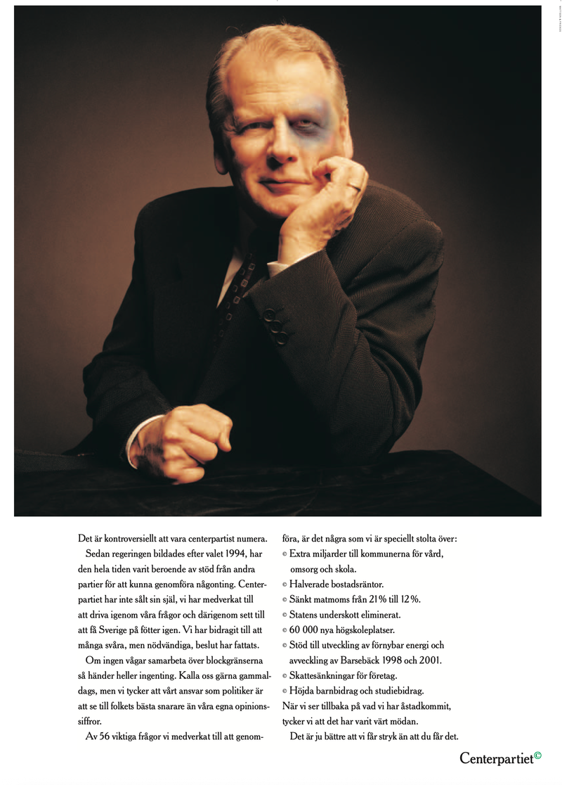 Valaffisch för Centerpartiet, 1998. Av Anders Tempelman.