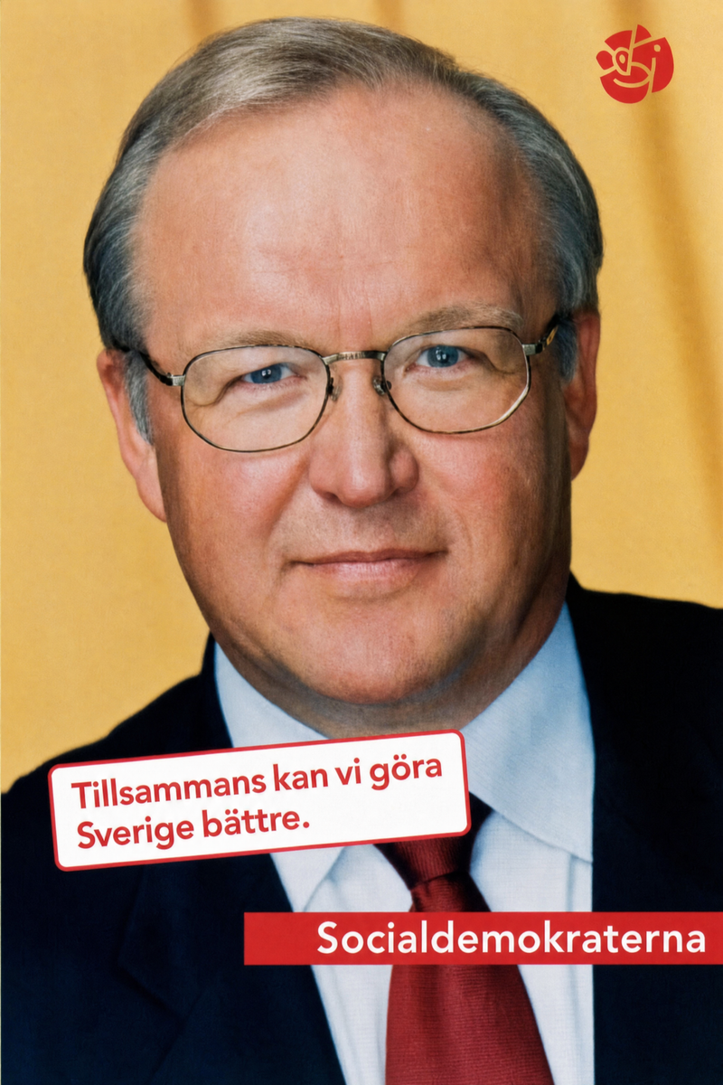 Valaffisch för Socialdemokraterna, 2002. ”Tillsammans kan vi göra Sverige bättre.”.