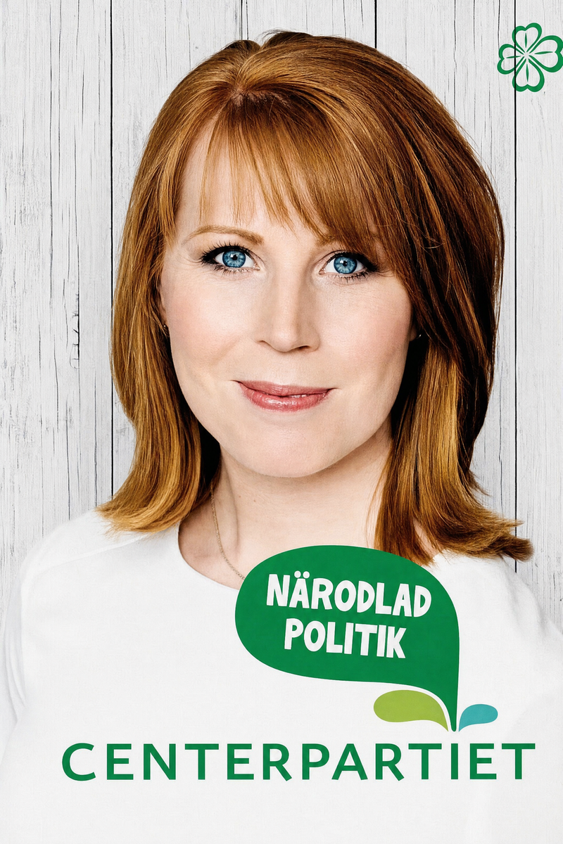 Valaffisch för Centerpartiet, 2014. ”Närodlad politik”.