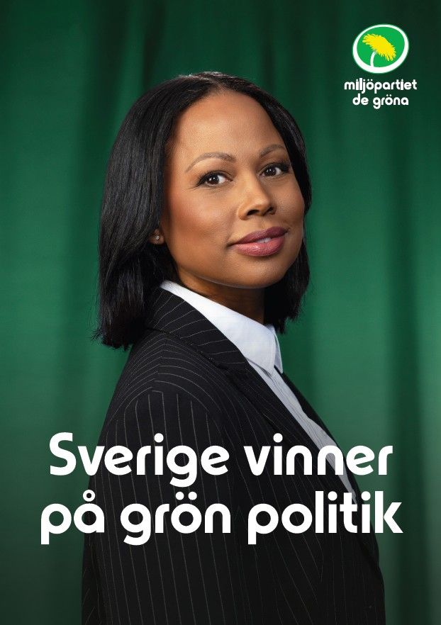 Valaffisch för Miljöpartiet, 2026. ”Sverige vinner på grön politik”.