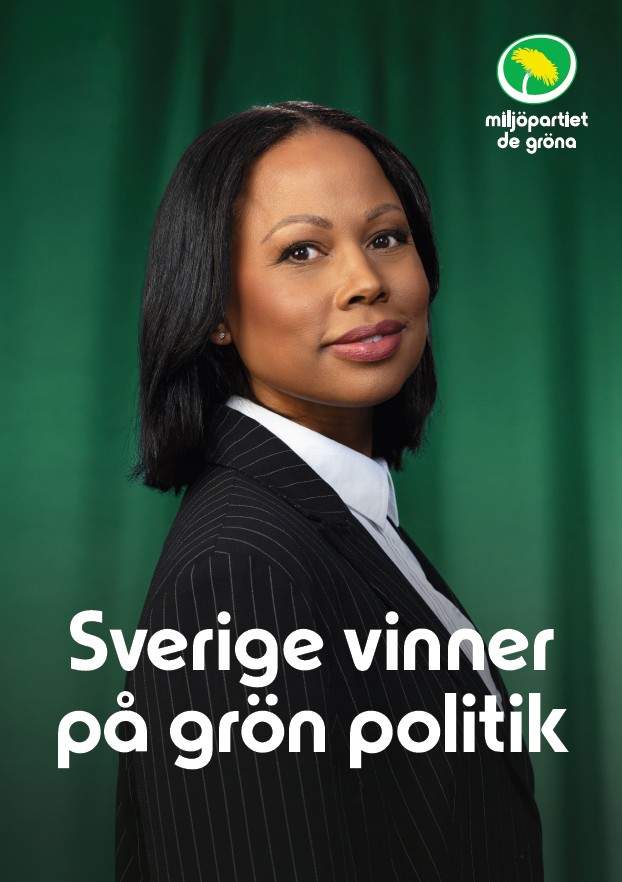 Valaffisch för Miljöpartiet, 2026. ”Sverige vinner på grön politik”.