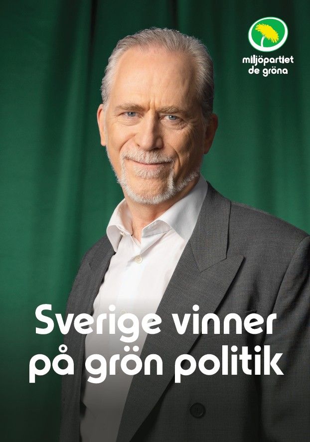 Valaffisch för Miljöpartiet, 2026. ”Sverige vinner på grön politik”.