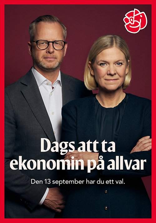 Valaffisch för Socialdemokraterna, 2026. ”Dags att ta ekonomin på allvar”.