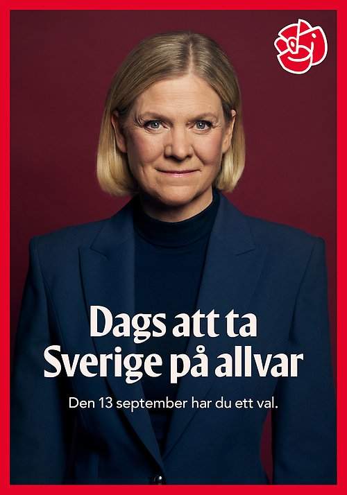 Valaffisch för Socialdemokraterna, 2026. ”Dags att ta Sverige på allvar”.