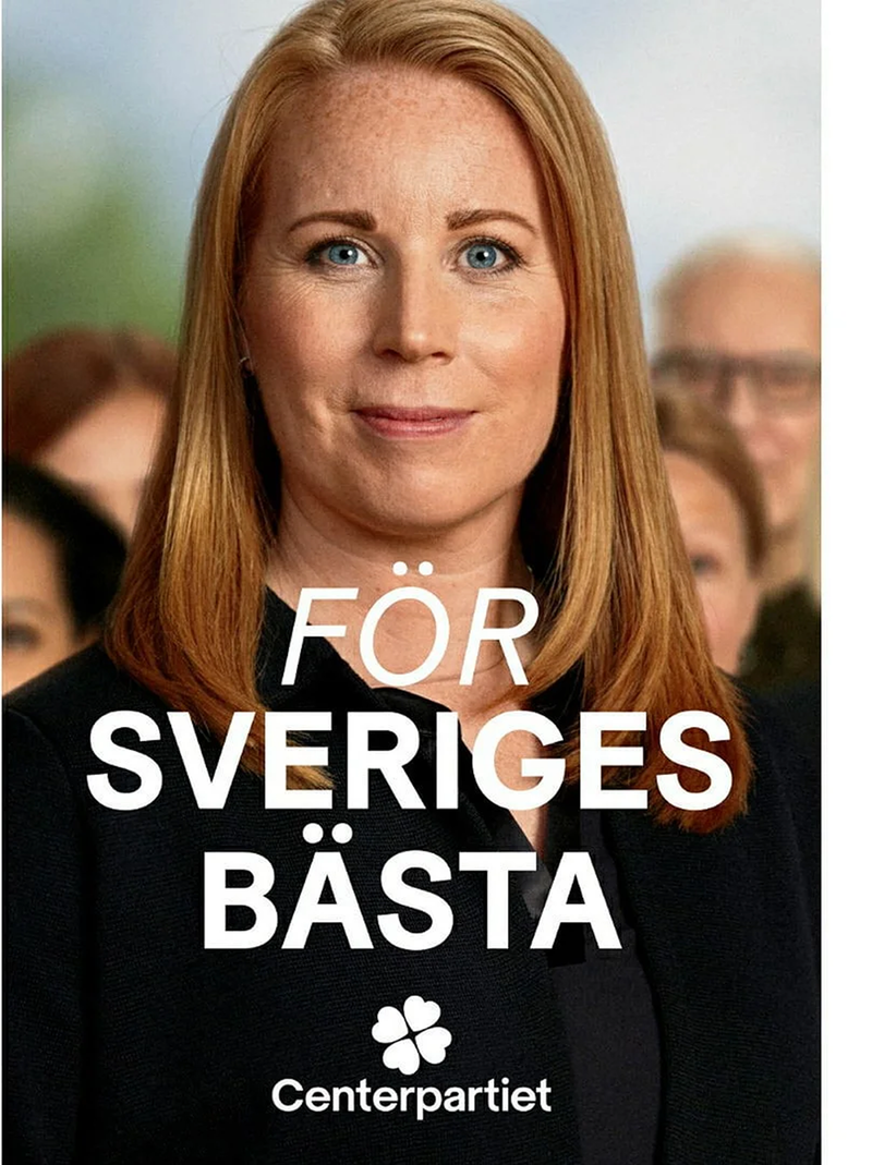 Valaffisch för Centerpartiet, 2022. ”För Sveriges bästa”.